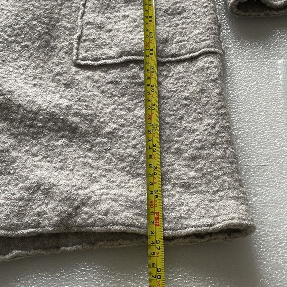 Zara lapel coat large patch pockets 100% wool felt grey knee length Sz M - Picture 8 of 12